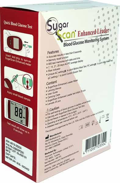 Thyrocare Sugarscan Blood Glucose Monitoring Device (Free 25 Strips | 25 Lancets | Lancing Device)