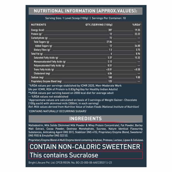Muscleblaze Weight Gainer With Added Digezyme Weight Gainers/Mass Gainers (1 Kg | Chocolate)
