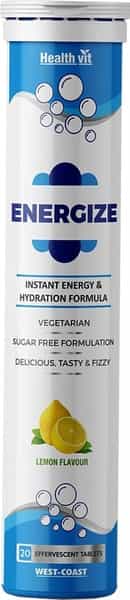 Healthvit Energize Electrolytes Energy Drink And Instant Hydration Sports Drink - Lemon Flavour