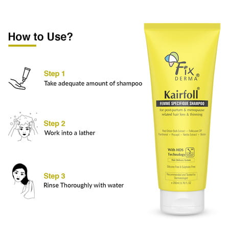 Fixderma Kairfoll Femme Specifique Shampoo For Post-Partum & Menopause | Red Onion Shampoo - 200 Ml