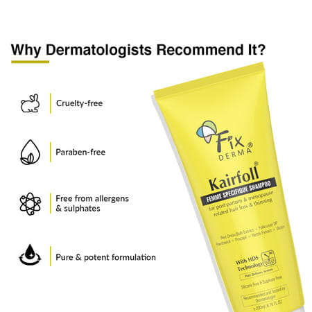 Fixderma Kairfoll Femme Specifique Shampoo For Post-Partum & Menopause | Red Onion Shampoo - 200 Ml