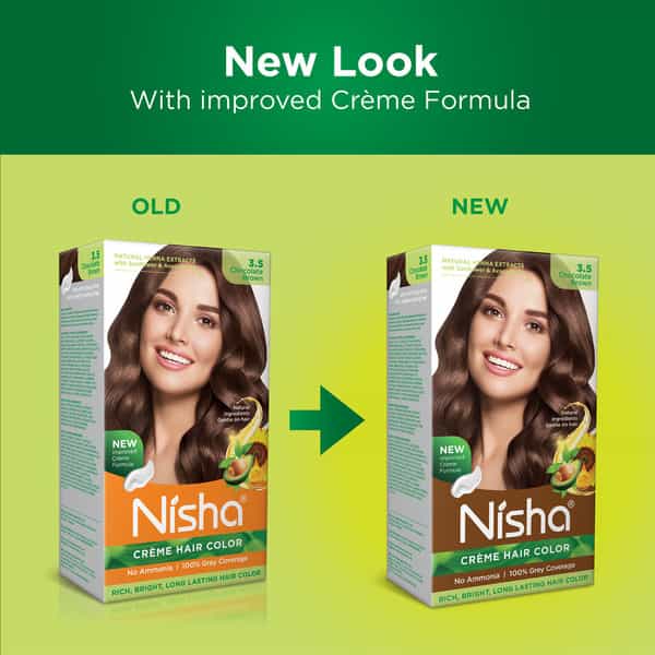 Nisha Creme Hair Color 3.5 Chocolate Brown 120Gm Pack Of 2 | Ammonia Free Permanent Hair Colour