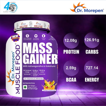 Dr. Morepen Muscle Food Mass Gainer Banana Strawberry 3kg