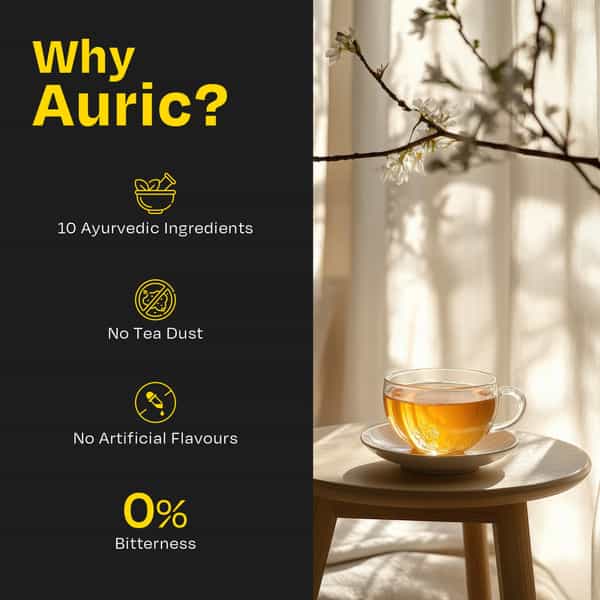 Auric Desi Kahwa Green Tea | 8 Real Ayurvedic Herbs & Rock Salt | 100% Natural Non-Gmo - 36 Tea Bags