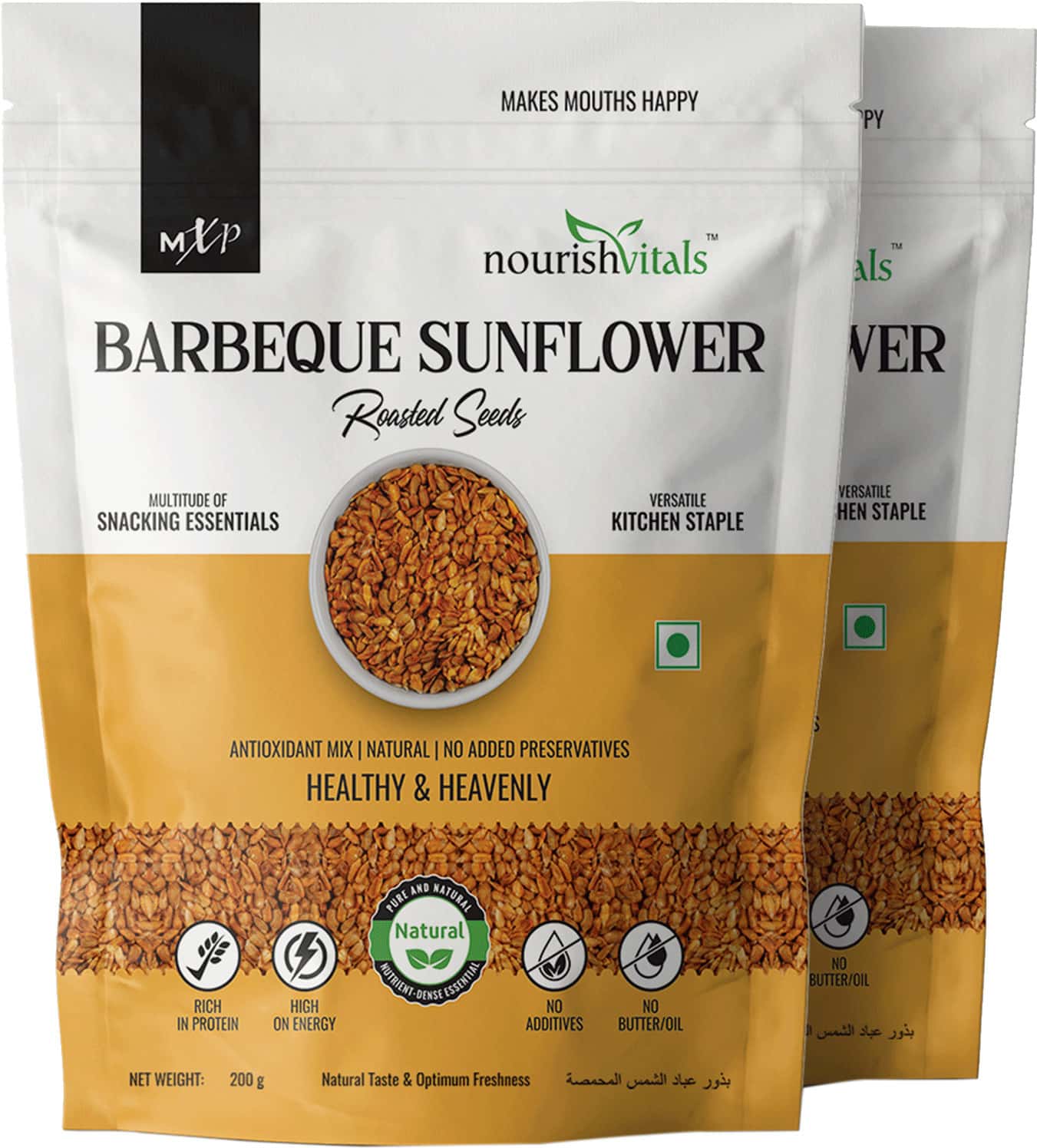 Nourishvitals Barbeque Sunflower Roasted Seed 200g (Pack Of 2)
