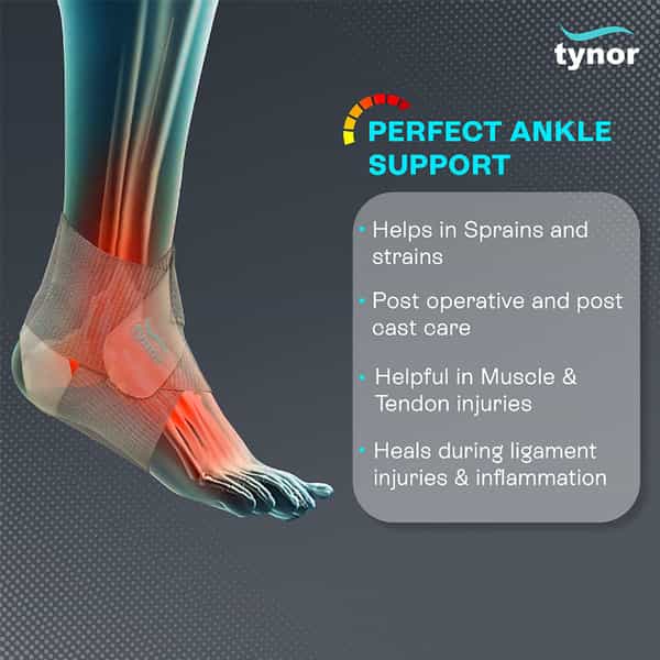 Tynor Ankle Wrap Sleek Elastic | Grey | Universal | 1 Unit