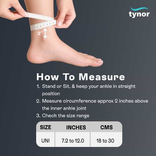 Tynor Ankle Wrap Sleek Elastic | Grey | Universal | 1 Unit