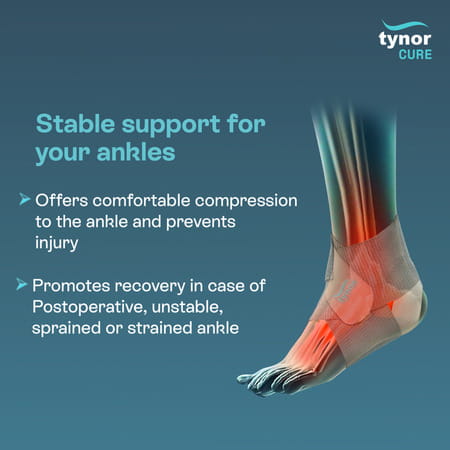 Tynor Ankle Wrap Sleek Elastic | Grey | Universal | 1 Unit