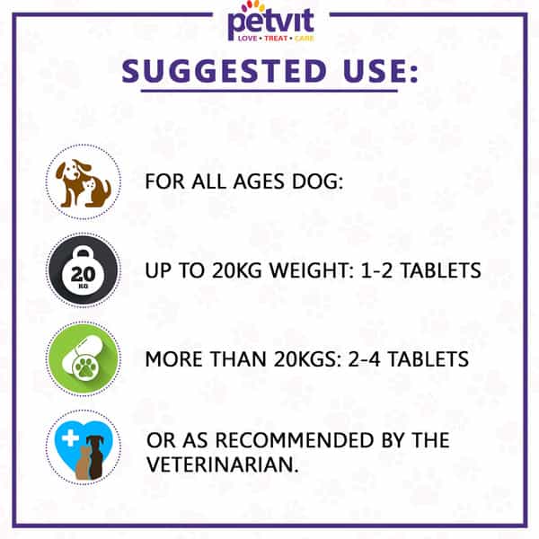 Petvit Calcium For Dog And Cat For Stronger Bones Teeth-Growth In Pet For All Age Group 60Tablets