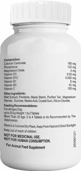Petvit Calcium For Dog And Cat For Stronger Bones Teeth-Growth In Pet For All Age Group 60Tablets