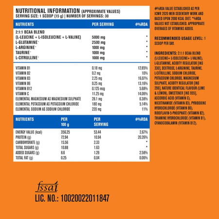 Fast&Up Bcaa Intra - Training - Advanced Intra-Training(450 Gms | 30 Servings | Lime And Lemon)