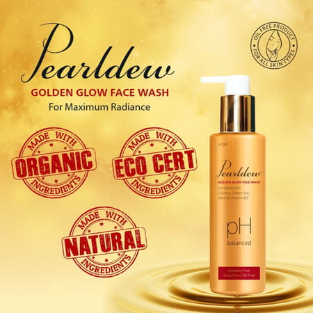 Pearldew Golden Glow Face Wash 100 Ml | Regain Your Glow With Green Tea | Aloe (Pack Of 3)