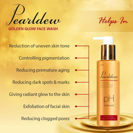 Pearldew Golden Glow Face Wash 100 Ml | Regain Your Glow With Green Tea | Aloe (Pack Of 3)