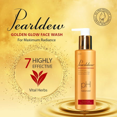 Pearldew Golden Glow Face Wash 100 Ml | Regain Your Glow With Green Tea | Aloe (Pack Of 3)