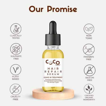 Coco Crush Leave Hair Repair Treatment Serum With Rosemary Oil - 30ml