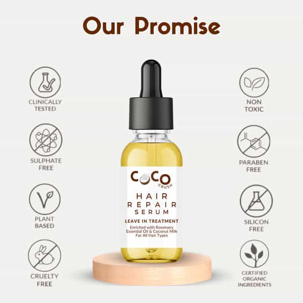 Coco Crush Leave Hair Repair Treatment Serum With Rosemary Oil - 30Ml