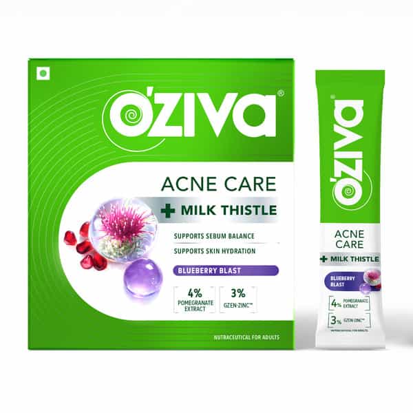 Oziva Acne Care + Milk Thistle | Acne Supplements | Soothes Skin Inflammation (30 X 7 G)