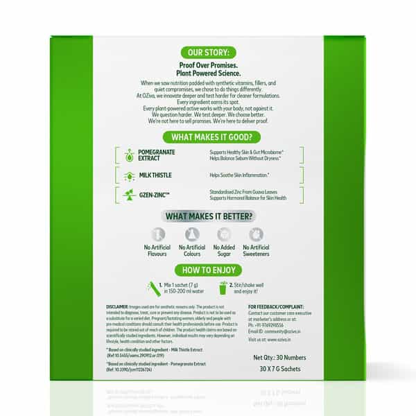 Oziva Acne Care + Milk Thistle | Acne Supplements | Soothes Skin Inflammation (30 X 7 G)