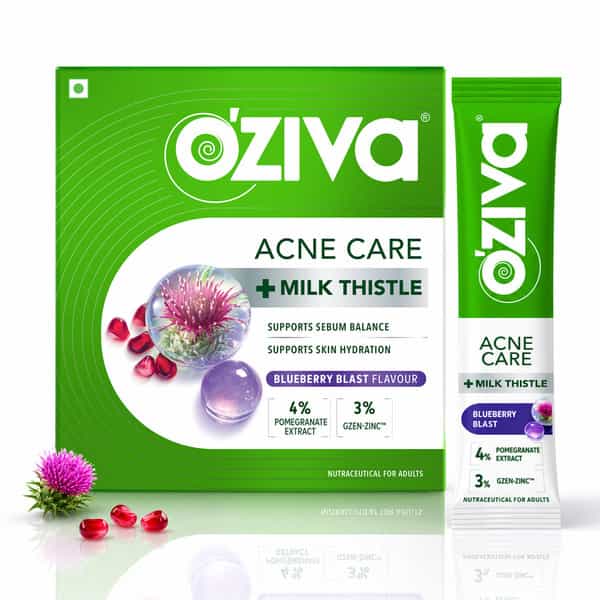 Oziva Acne Care + Milk Thistle | Acne Supplements | Soothes Skin Inflammation (30 X 7 G)