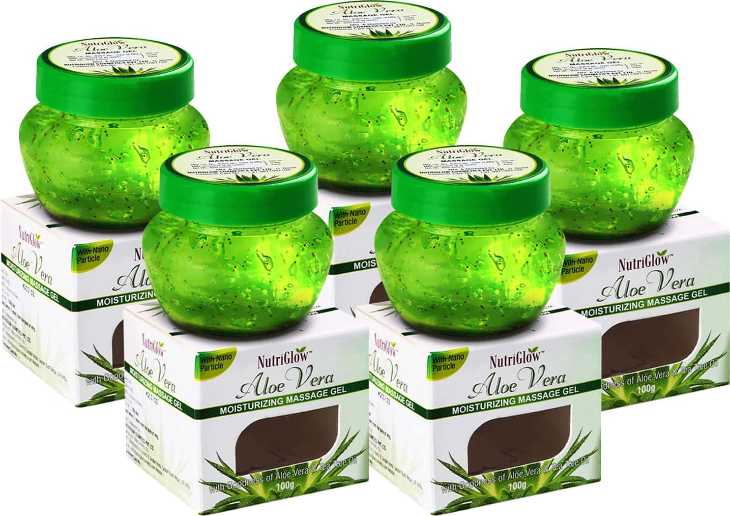 Nutriglow Aloe Vera Face Gel Great For Face Glowing & Radiant Skin(100gm Each)(Pack Of 5)