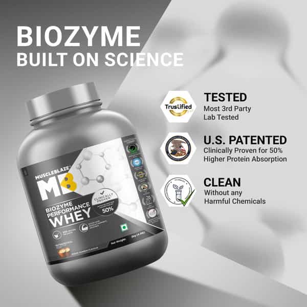 Muscleblaze Biozyme Performance Whey Protein | Kesar Thandai | 2Kg | 25G Protein Per Scoop