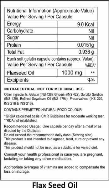 La Nature's Flax Seed Oil - 60 Softgel Capsules