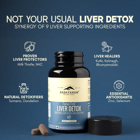 Rasayanam Liver Detox | Nac | Milk Thistle & Herbs | Detox | Digestion & Energy | 3 X 60 Tablets