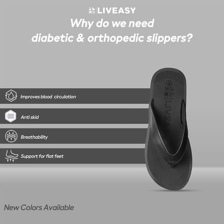 Liveasy Essentials Women'S Diabetic & Orthopedic Slippers - Black - Size Uk 8 / Us 11
