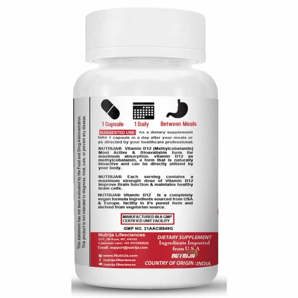 Nutrija Vitamin B12 Active Form Of Methylcobalamin (60 Capsules)