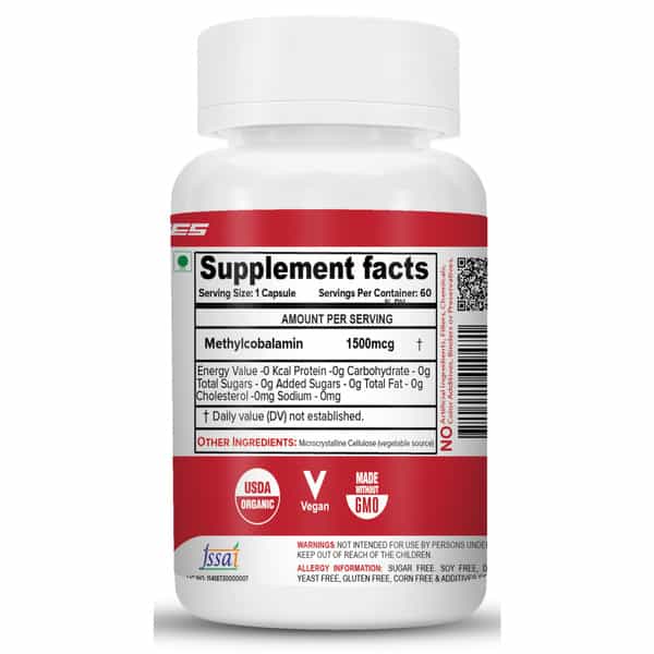 Nutrija Vitamin B12 Active Form Of Methylcobalamin (60 Capsules)