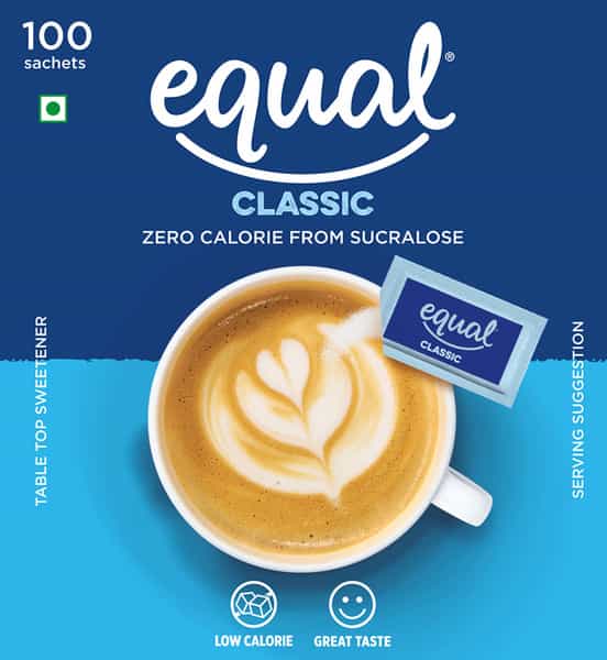 Equal Classic Zero Calorie Sweetener Sugar Free Calorie Control 100 Sachets Pack Of 6