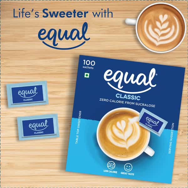 Equal Classic Zero Calorie Sweetener Sugar Free Calorie Control 100 Sachets Pack Of 6