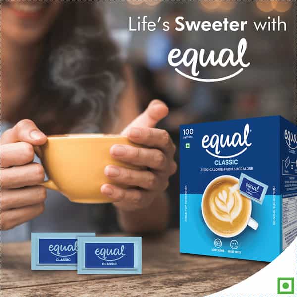 Equal Classic Zero Calorie Sweetener Sugar Free Calorie Control 100 Sachets Pack Of 6