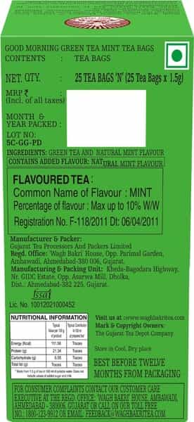 Wagh Bakri Green Tea Mint Tea Bags 25 Tea Bags