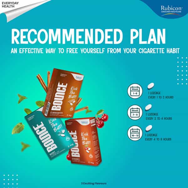 Bounce Nicotine Mini Lozenge 2 Mg - Mint | Cherry & Cinnamon Flavour | Sugar Free - 60 Count