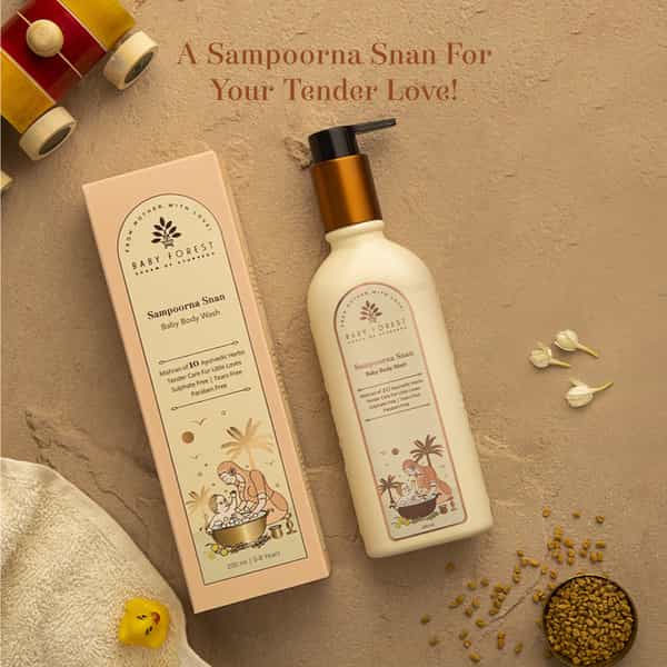 Baby Forest Maasoom Maalish Baby Body Massage Oil 200Ml & Sampoorna Snan Baby Body Wash 200Ml Each