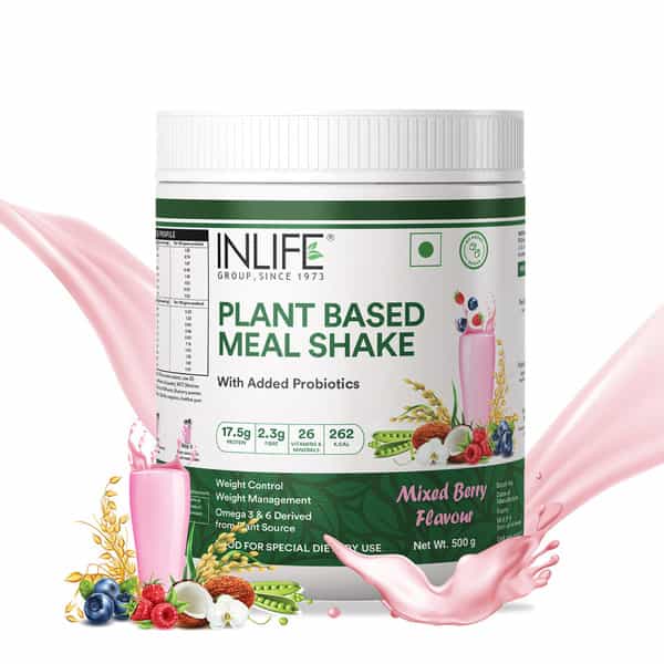 Inlife Plant Based Meal Replacement Shake | Plant Protein Powder (17.5 Protein) | 500G (Mixed Berry)
