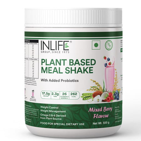 Inlife Plant Based Meal Replacement Shake | Plant Protein Powder (17.5 Protein) | 500g (Mixed Berry)