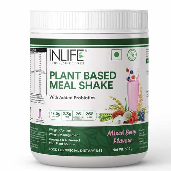 Inlife Plant Based Meal Replacement Shake | Plant Protein Powder (17.5 Protein) | 500G (Mixed Berry)