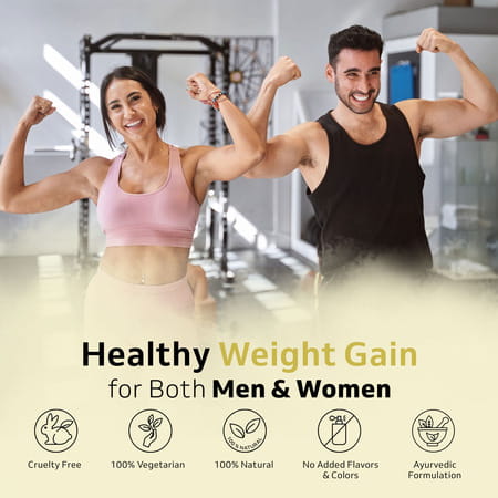 Purely Yours Ayurvedic Weight Gain Capsules For Natural Muscle Mass Gain For Men & Women - 60 Caps