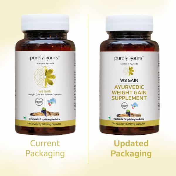 Purely Yours Ayurvedic Weight Gain Capsules For Natural Muscle Mass Gain For Men & Women - 60 Caps
