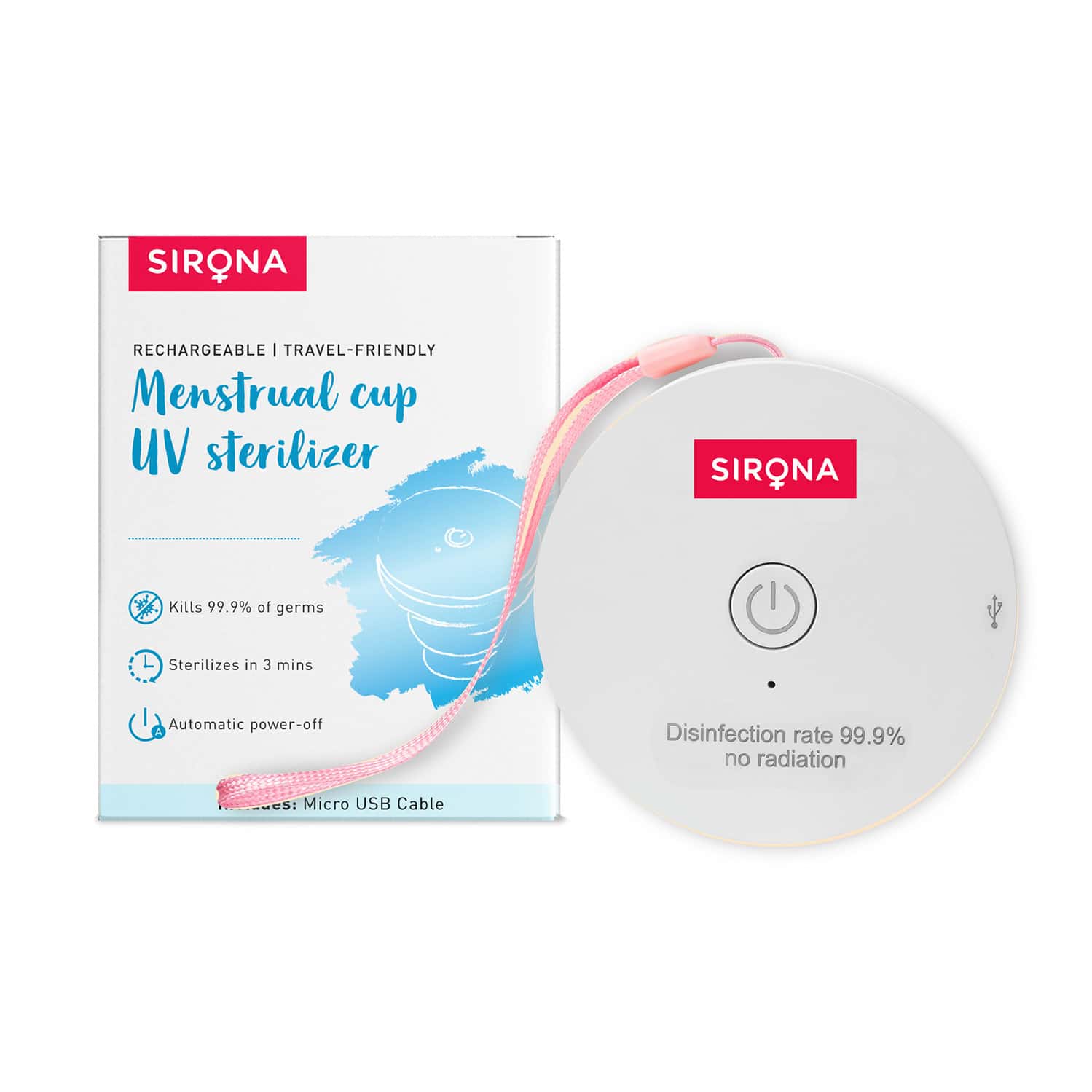 Sirona Portable Uv Menstrual Cup Sterilizer | No Boiling | No Steam | Battery | Usb Operated