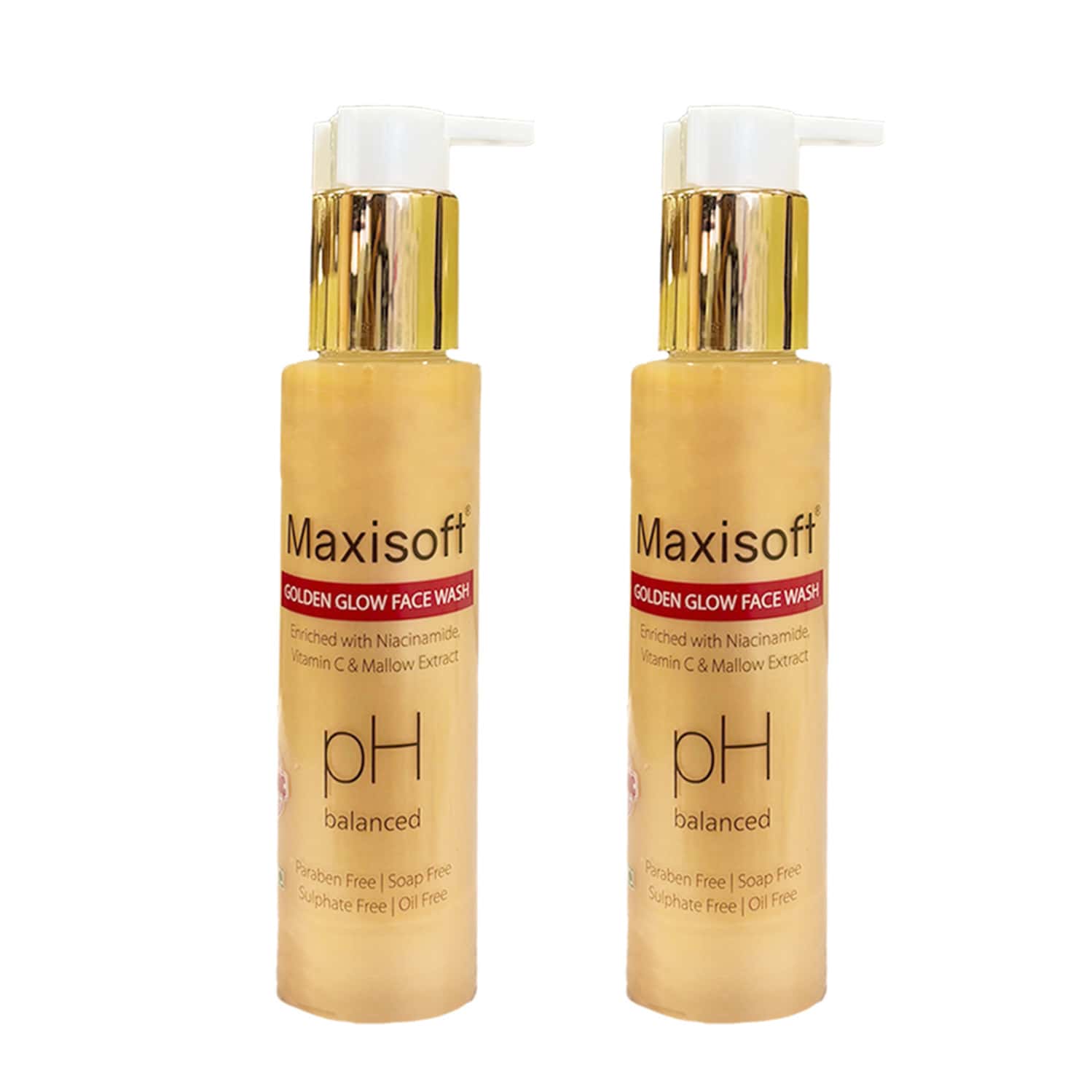 Maxisoft Golden Glow Face Wash | For All Skin Types | Bottle | 100 Ml | Pack Of 2