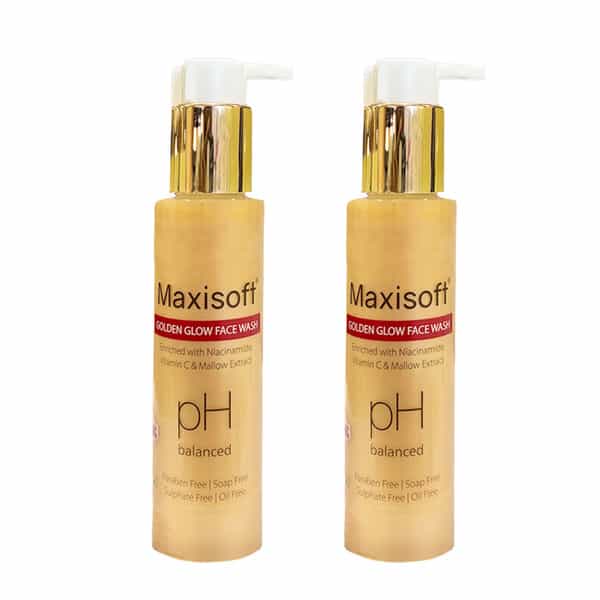 Maxisoft Golden Glow Face Wash | For All Skin Types | Bottle | 100 Ml | Pack Of 2