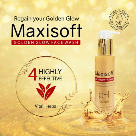 Maxisoft Golden Glow Face Wash | For All Skin Types | Bottle | 100 Ml | Pack Of 2