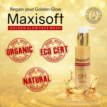 Maxisoft Golden Glow Face Wash | For All Skin Types | Bottle | 100 Ml | Pack Of 2