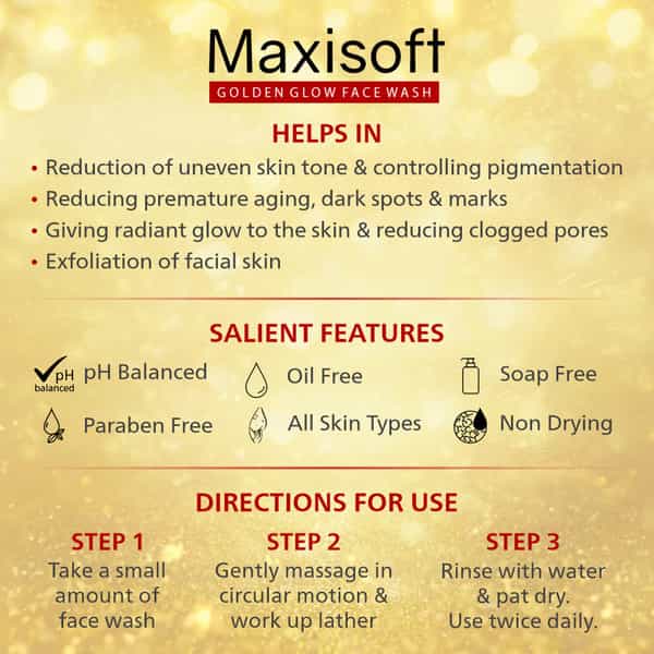 Maxisoft Golden Glow Face Wash | For All Skin Types | Bottle | 100 Ml | Pack Of 2
