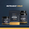 Nutrabay Gold Mighty Mass | Weight Gainer Supplement Powder - 1Kg | Kesar Kulfi