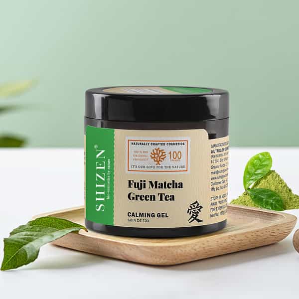 Shizen Bio-Cosmetics By Nature Fuji Matcha Green Tea Calming Gel For Skin De-Tox /Soothes Skin 100Gm