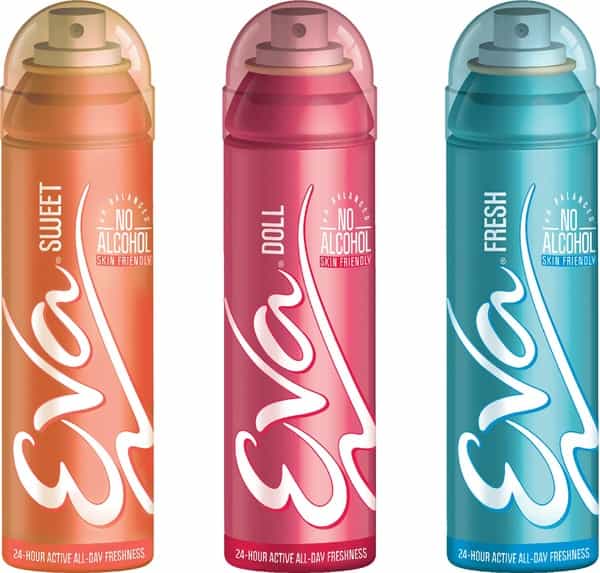 Eva Perfumed Deodrant Skin Friendly Body Spray For Woman Sweet Fresh & Doll 150Ml ( Pack Of 3)